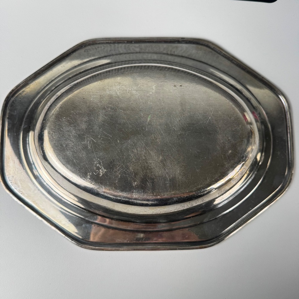 Apollo Bernard Rice's Sons Silver Plated Oval Serving Bowl Octagonal Rim 3944 - Picture 6 of 9